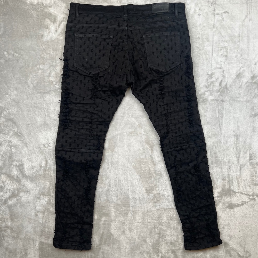 FOCUS JEANS Men Black Distressed Slim Fit Jeans W36 L32